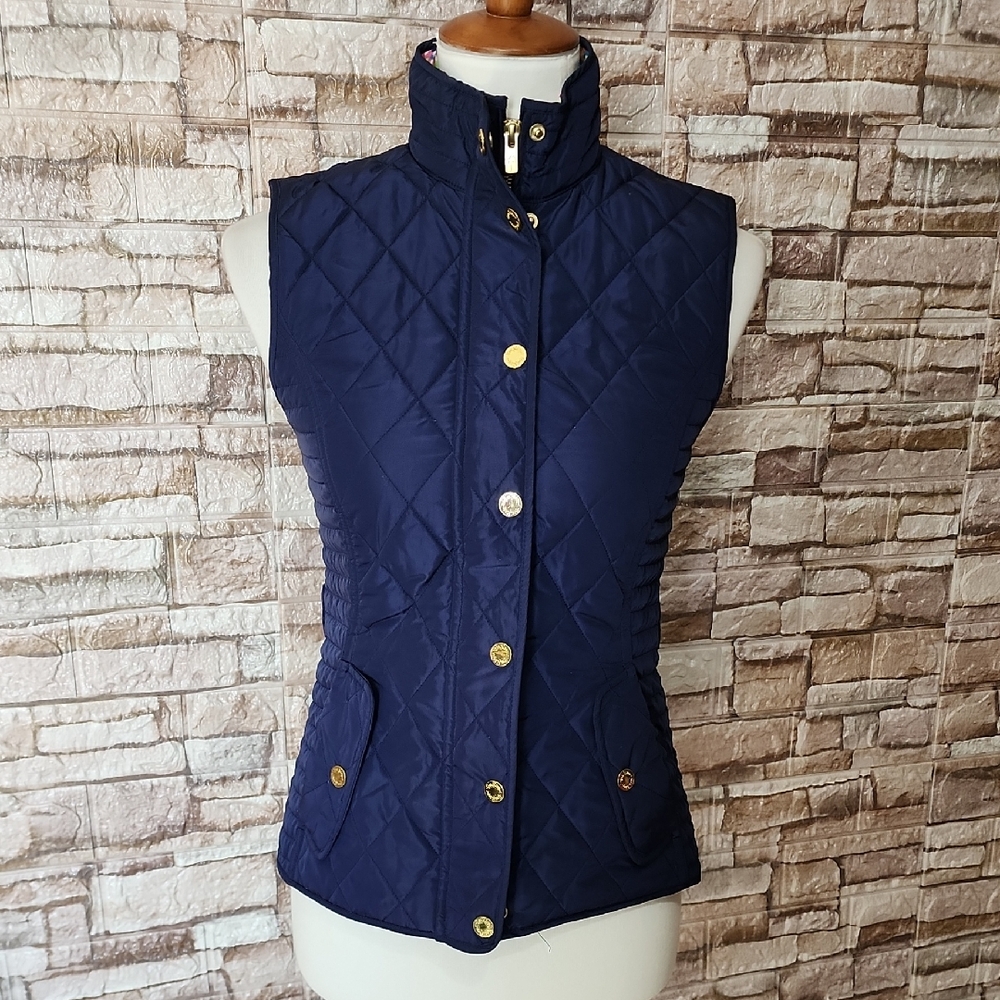 Lilly Pulitzer Dark Blue  Full Zip Quilted Vest